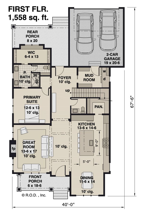 Dream House Plan - Farmhouse Floor Plan - Main Floor Plan #51-1259