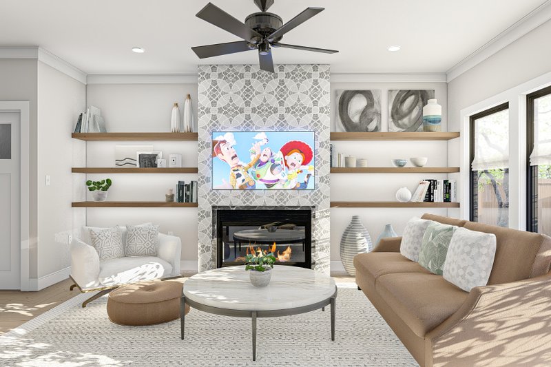 Dream House Plan - Interior - Family Room for Farmhouse House Plan #455-306 - 3 bed, 2.5 bath