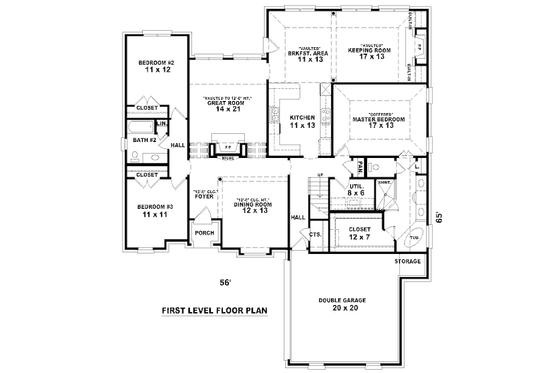 Floor Plan - Main Floor for European House Plan #81-13829 - 3 bed, 2 bath