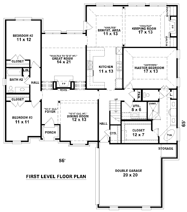 Floor Plan - Main Floor for European House Plan #81-13829 - 3 bed, 2 bath