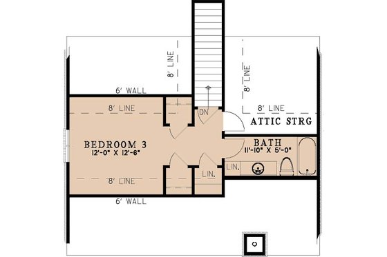 Floor Plan - Upper Floor for Bungalow House Plan #923-463 - 3 bed, 3.5 bath