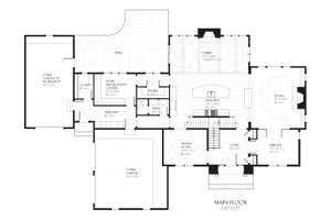 European style house plan, main level floor plan