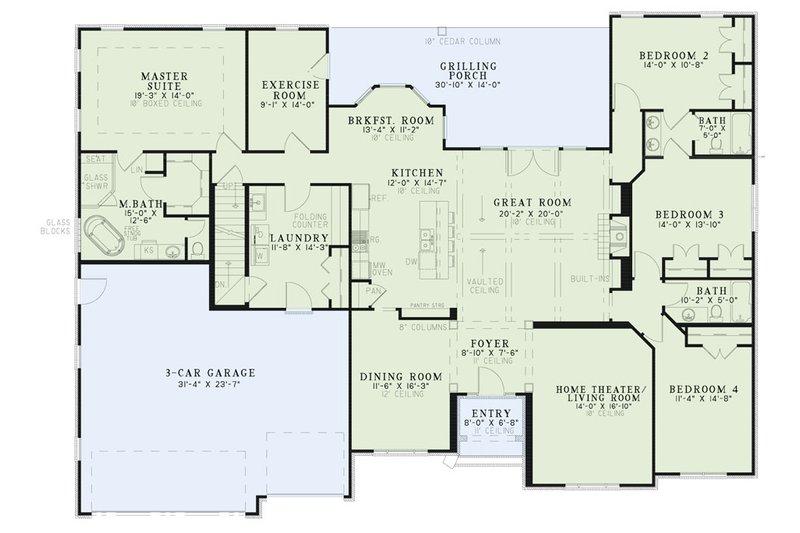 House Blueprint - Floor Plan - Main Floor for European House Plan #923-476 - 4 bed, 3 bath