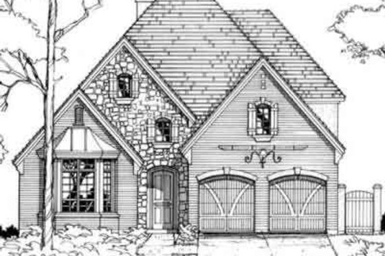 Exterior - Front Elevation for European House Plan #141-103 - 3 bed, 2 bath