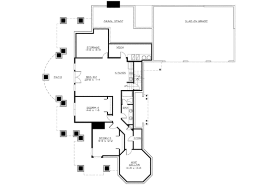 Floor Plan - Lower Floor for Craftsman House Plan #132-181 - 5 bed, 4.5 bath
