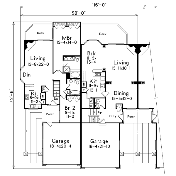 Architectural House Design - Traditional Floor Plan - Main Floor Plan #57-145