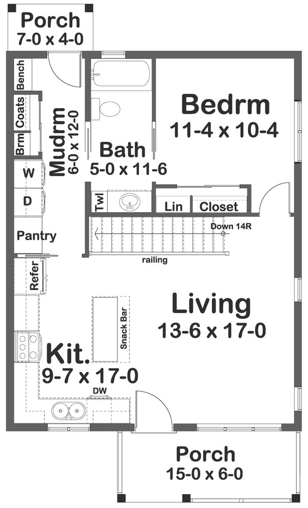 Architectural House Design - Cottage Floor Plan - Main Floor Plan #126-261