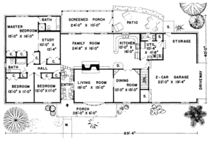Floor Plan - Main Floor for Ranch House Plan #312-562 - 3 bed, 2.5 bath
