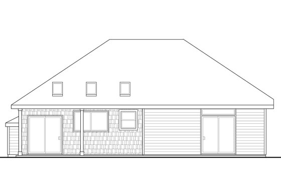 Exterior - Rear Elevation for Ranch House Plan #124-956 - 4 bed, 3 bath