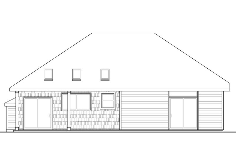 House Blueprint - Exterior - Rear Elevation for Ranch House Plan #124-956 - 4 bed, 3 bath