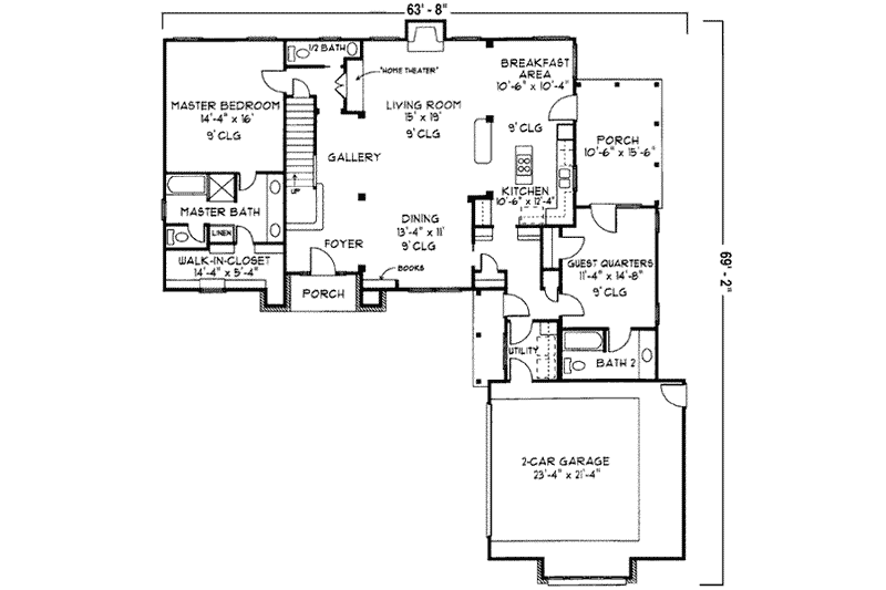 Home Plan - Floor Plan - Main Floor for European House Plan #410-235 - 4 bed, 3.5 bath