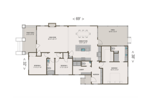 Floor Plan - Main Floor for Craftsman House Plan #461-53 - 3 bed, 2.5 bath
