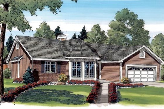 Exterior - Front Elevation for Traditional House Plan #312-298 - 3 bed, 2 bath