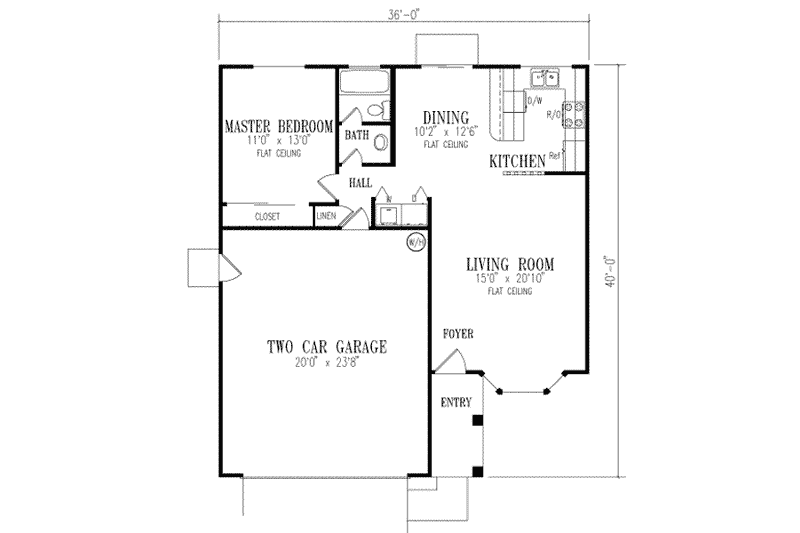 Dream House Plan - Floor Plan - Main Floor for Mediterranean House Plan #1-119 - 1 bed, 1 bath