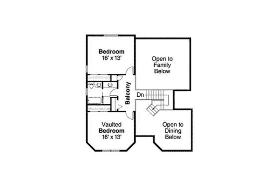 Floor Plan - Upper Floor for Mediterranean House Plan #124-409 - 3 bed, 2.5 bath