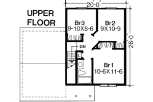 Floor Plan - Upper Floor for Traditional House Plan #334-103 - 3 bed, 1 bath