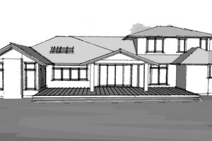 Exterior - Rear Elevation for Ranch House Plan #1101-55 - 3 bed, 2.5 bath