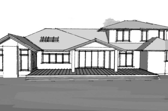 Exterior - Rear Elevation for Ranch House Plan #1101-55 - 3 bed, 2.5 bath