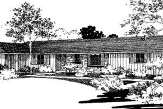 Exterior - Front Elevation for Ranch House Plan #303-180 - 2 bed, 1 bath