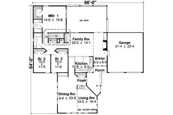 Floor Plan - Main Floor for Modern House Plan #312-434 - 3 bed, 2 bath