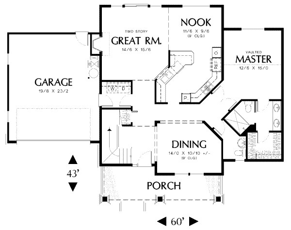 Architectural House Design - Craftsman Floor Plan - Main Floor Plan #48-135