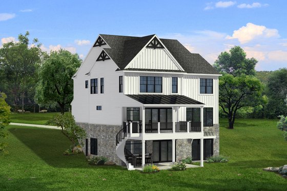 Exterior - Rear Elevation for Craftsman House Plan #1057-19 - 4 bed, 3.5 bath