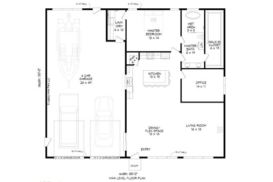 Floor Plan - Main Floor for Modern House Plan #932-833 - 1 bed, 1 bath