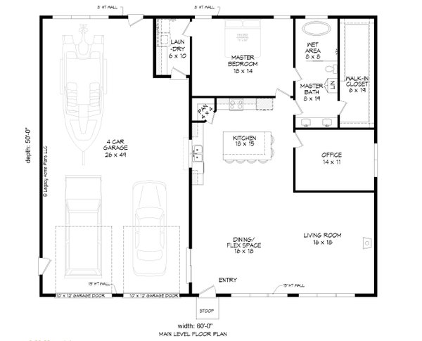 Home Plan - Floor Plan - Main Floor for Modern House Plan #932-833 - 1 bed, 1 bath