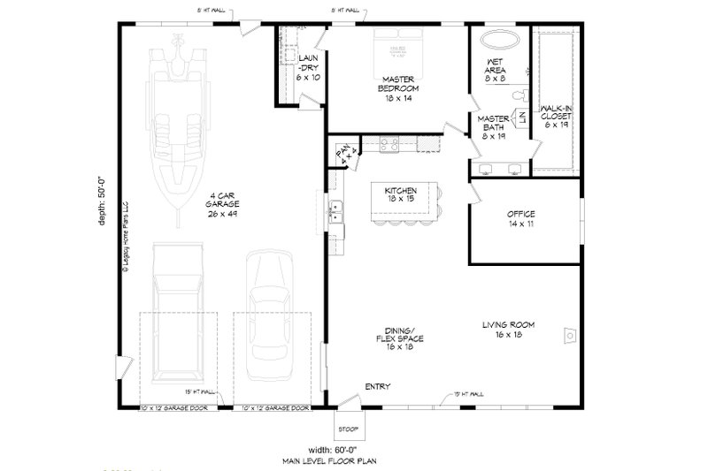 Home Plan - Floor Plan - Main Floor for Modern House Plan #932-833 - 1 bed, 1 bath