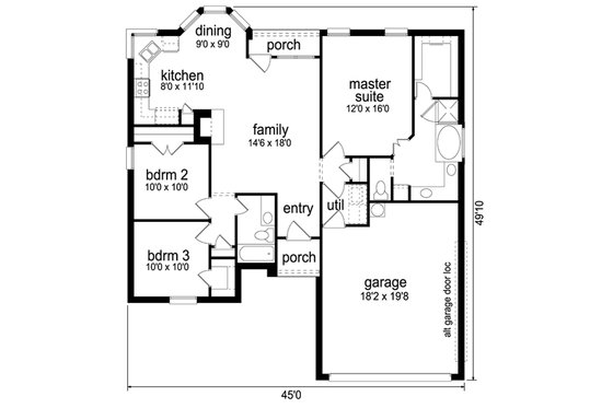 Floor Plan - Main Floor for Traditional House Plan #84-542 - 3 bed, 2 bath