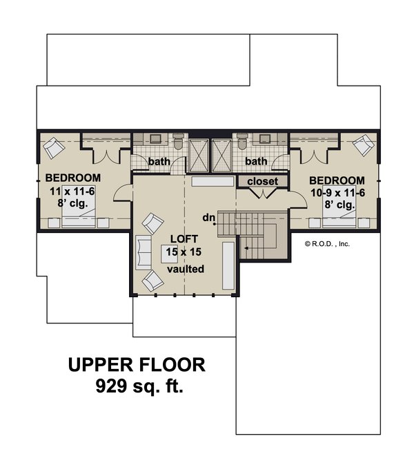 Architectural House Design - Farmhouse Floor Plan - Upper Floor Plan #51-1302