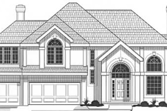 Exterior - Front Elevation for European House Plan #67-565 - 4 bed, 3.5 bath