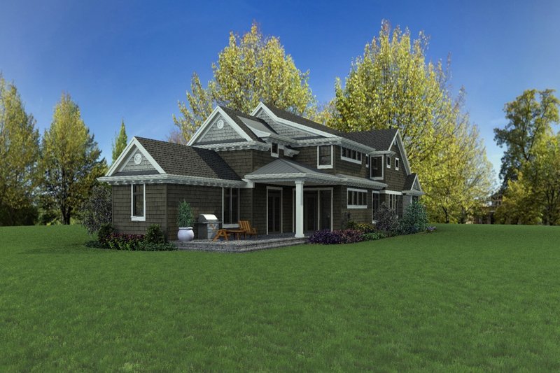House Blueprint - Exterior - Rear Elevation for Craftsman House Plan #48-1007 - 4 bed, 3.5 bath