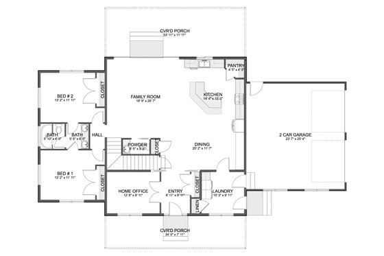 Floor Plan - Main Floor for Mediterranean House Plan #1060-420 - 3 bed, 2.5 bath
