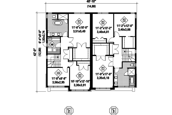 Floor Plan - Upper Floor for Contemporary House Plan #25-4396 - 5 bed, 2 bath