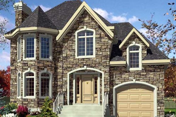 Exterior - Front Elevation for European House Plan #138-228 - 3 bed, 1.5 bath