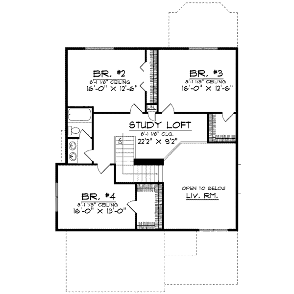 Architectural House Design - Farmhouse Floor Plan - Upper Floor Plan #70-579