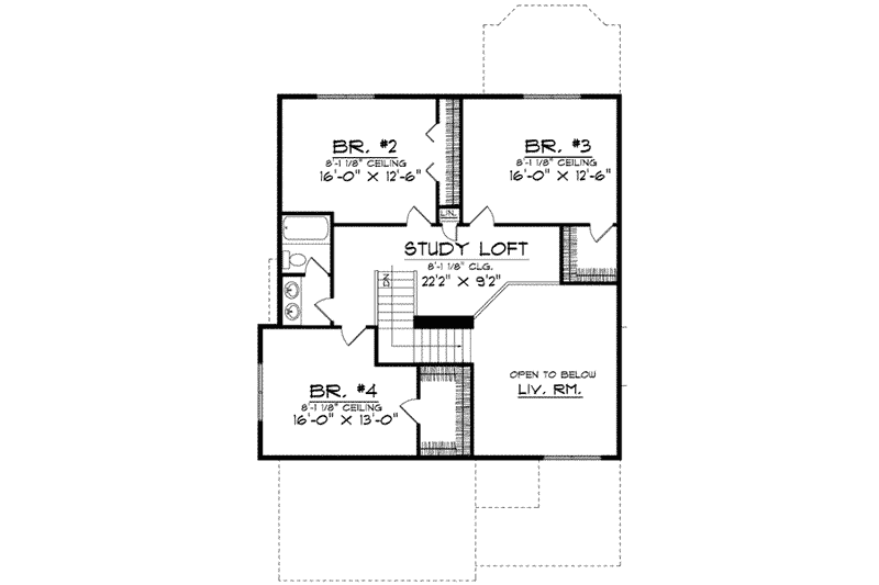 Home Plan - Floor Plan - Upper Floor for Farmhouse House Plan #70-579 - 4 bed, 2.5 bath