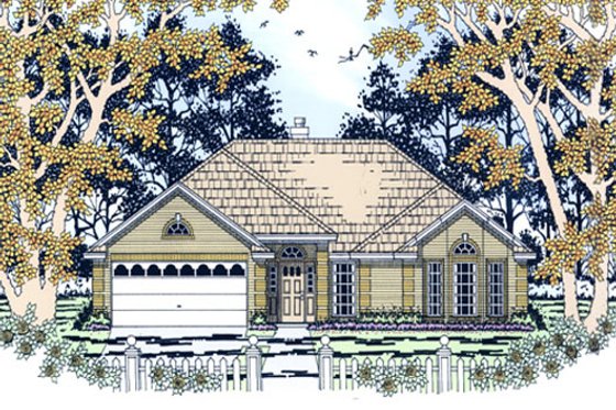 Exterior - Front Elevation for Traditional House Plan #42-382 - 4 bed, 2 bath
