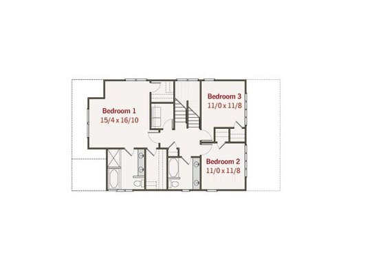 Floor Plan - Upper Floor for Craftsman House Plan #461-30 - 4 bed, 3 bath