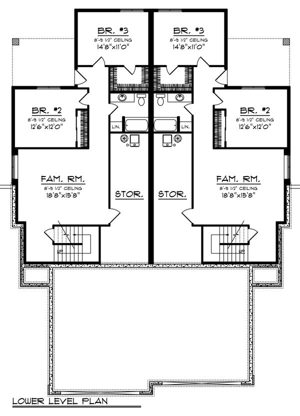 Architectural House Design - Ranch Floor Plan - Lower Floor Plan #70-1475