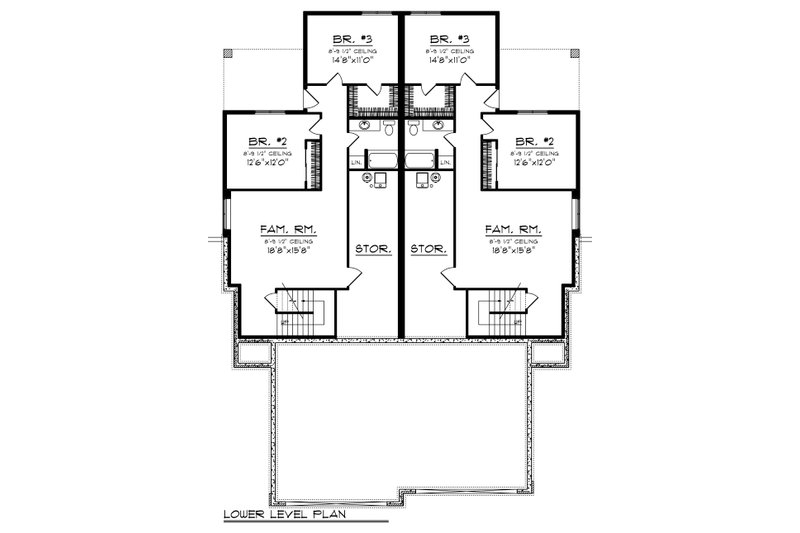 Dream House Plan - Floor Plan - Lower Floor for Ranch House Plan #70-1475 - 6 bed, 4 bath