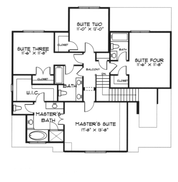 House Design - European Floor Plan - Upper Floor Plan #413-806