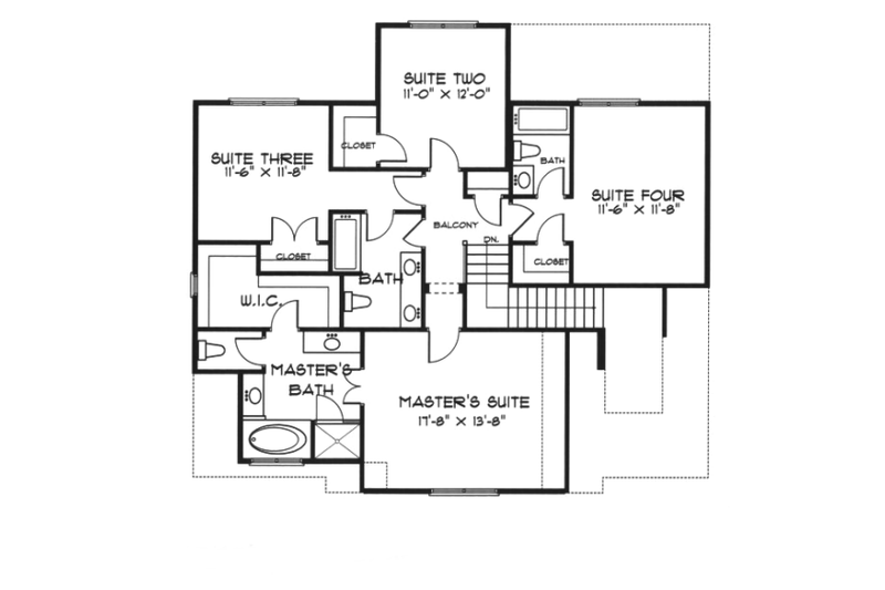 Dream House Plan - Floor Plan - Upper Floor for European House Plan #413-806 - 4 bed, 3.5 bath