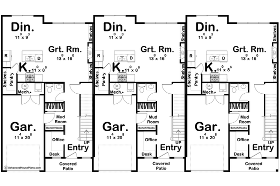 Floor Plan - Main Floor for Modern House Plan #455-657 - 3 bed, 2.5 bath