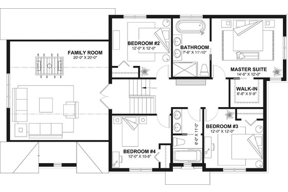 Floor Plan - Upper Floor for Farmhouse House Plan #23-2392 - 4 bed, 2.5 bath