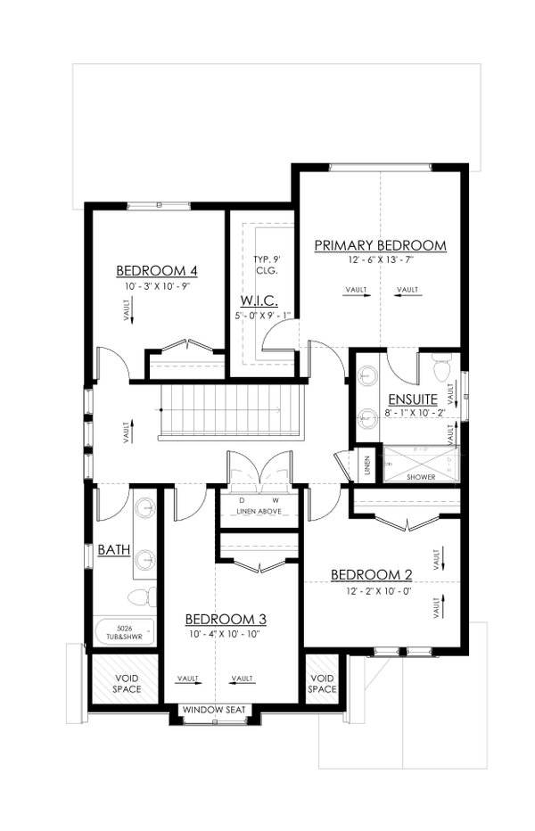 Dream House Plan - Floor Plan - Upper Floor for Farmhouse House Plan #1114-117 - 4 bed, 2.5 bath