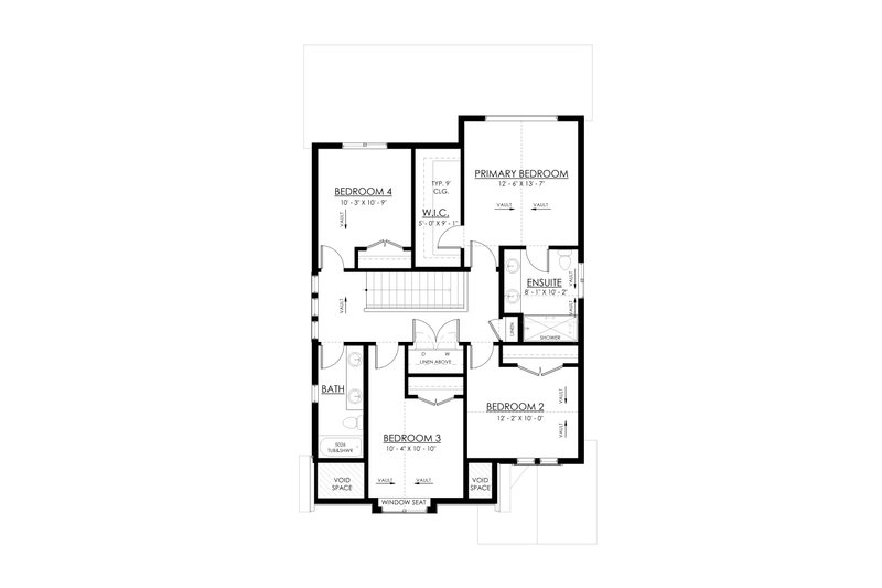 House Design - Floor Plan - Upper Floor for Farmhouse House Plan #1114-117 - 4 bed, 2.5 bath