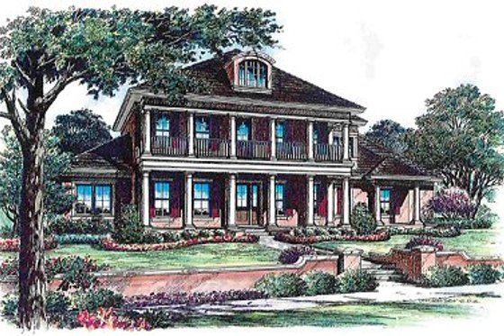 Exterior - Front Elevation for Colonial House Plan #135-142 - 5 bed, 5.5 bath