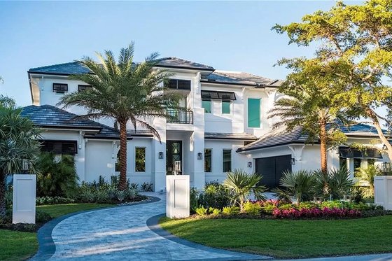 Exterior - Front Elevation for Beach House Plan #548-55 - 5 bed, 5.5 bath